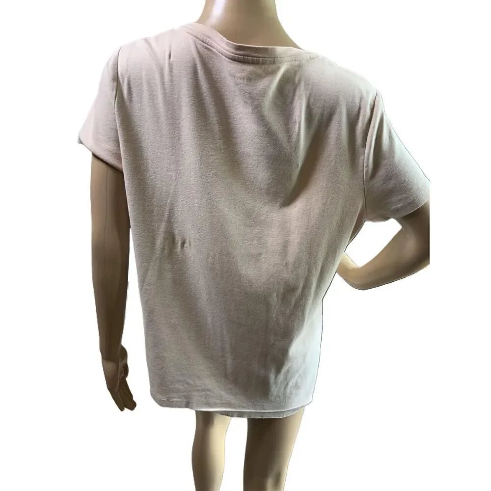 St. John's Bay Pale Pink V-Neck Short Sleeve‎ Basic Tee Size XL